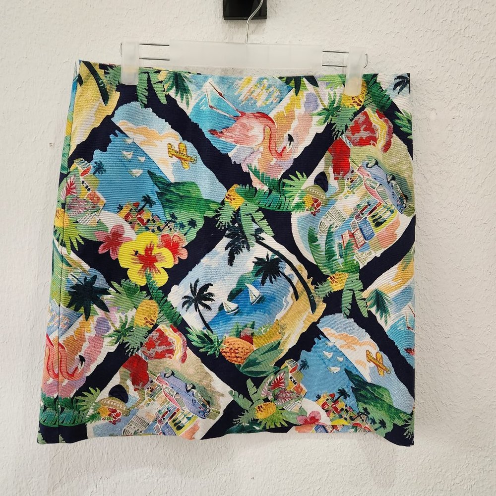 Talbots Skirt Womens 10P Mini Short  Flamingo Pencil Tropical Resort